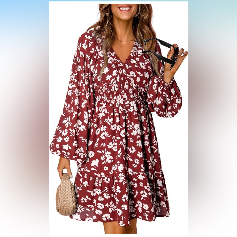 Burgundy floral dress